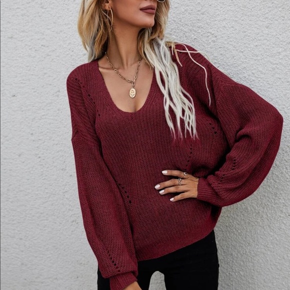 Gray knit V neck sweater - Picture 16 of 16